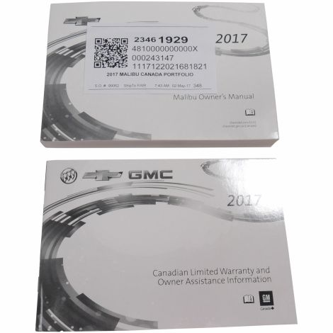 23461922 Owner's Manual New OEM GM 2017 Chevy Malibu Canada Version