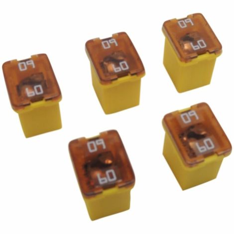 60 Amp 58V Low Profile J-Case Yellow Cartridge Fuses 5-Pack Littelfuse LJCA60