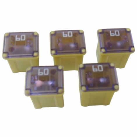 60 Amp Cartridge Fuse 5-Pack SBFC-LPJ Type Slow Blow Yellow PEC 3462 Low Profile