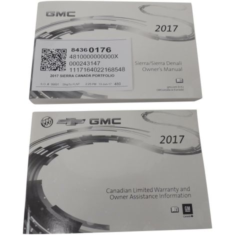 84360176 Information Package/Owner's Manual 2017 GMC Sierra Canada Portfolio